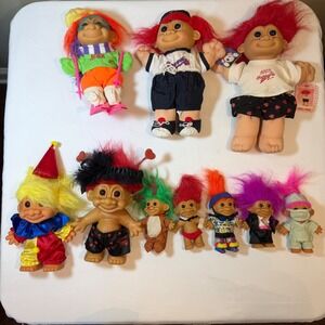Vintage Y2K Russ Berrie Troll Doll Lot of 10 Skier Baseball Clown Doctor 90s
